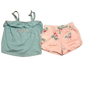 Juicy Couture Girls 2-Piece Flamingo Shorts and Top Set NWT
